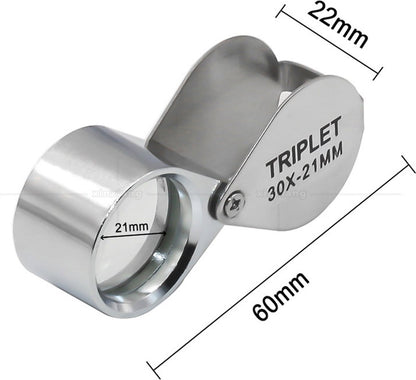 pieces - Jeweler's loupe - Diamond loupe - Pocket size - Magnification 30x + 20x + 10x - 60 * 25 * 18 mm - Silver - Metal - Image 2