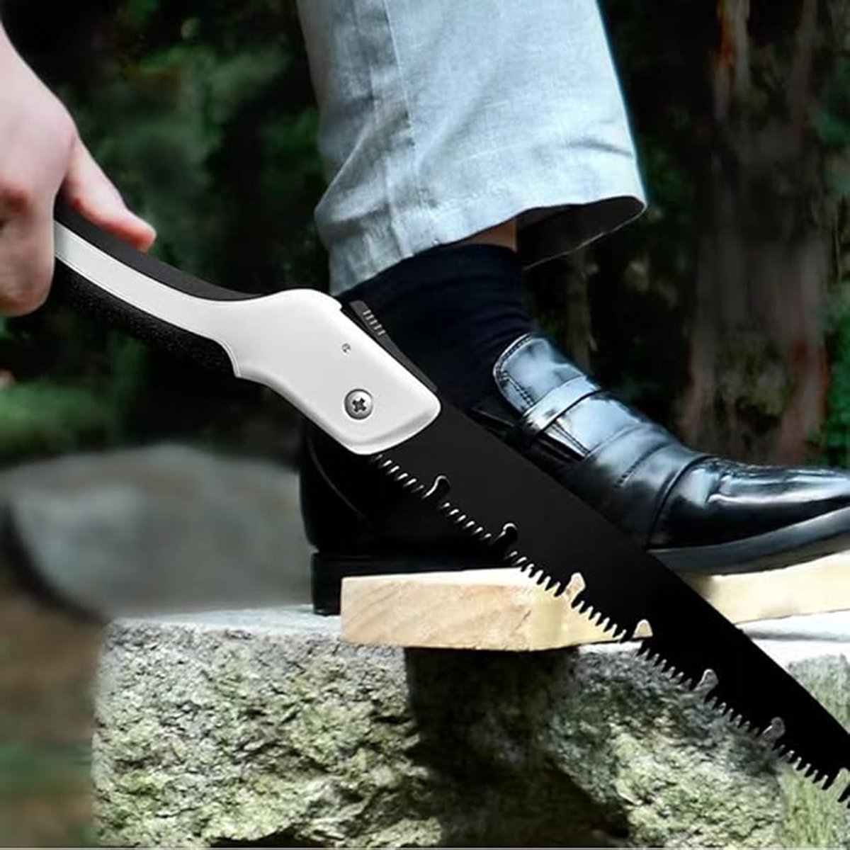 Folding Saw - Folding Pruning Saw - Garden Hand Saw - Folding Saw - 250 mm Saw Blade, 525 mm Total Length - Black - Tree Saw - Wood Saw - Manganese Steel - Image 3