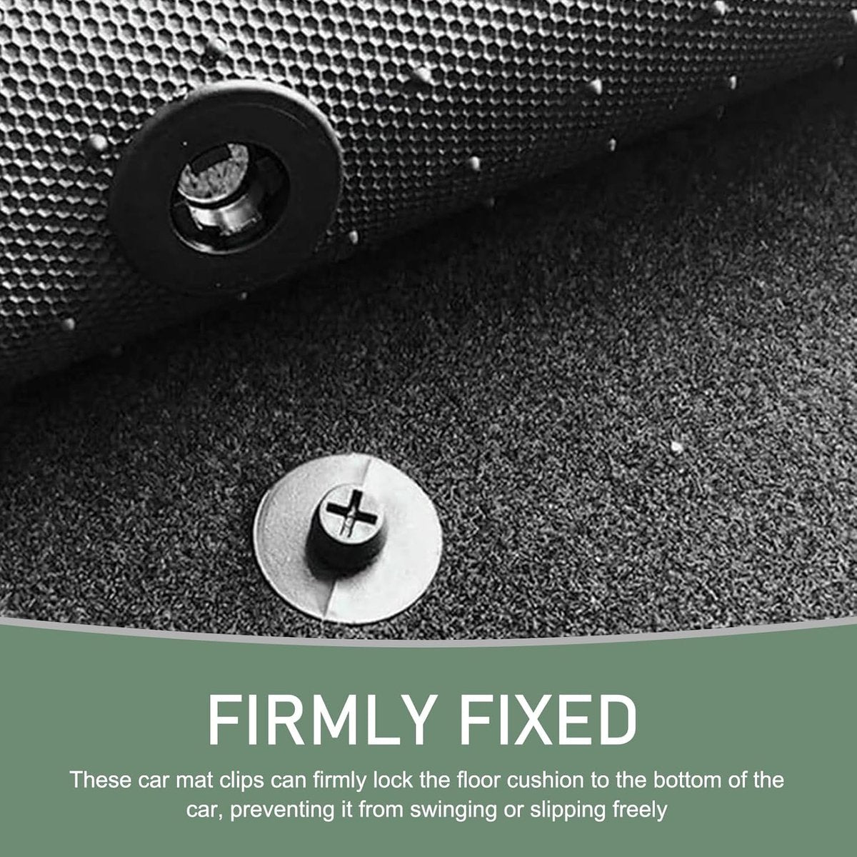 Car Floor Mat Fastening Clips - Pack of 10 - For Attaching Car Anti-Slip Mats - Car Mat Fastening Buckles - Black - Plastic - Universal - 3.55*2 cm - Suitable for Most Car Floor Mats - Image 2