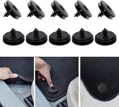 Car Floor Mat Fastening Clips - Pack of 10 - For Attaching Car Anti-Slip Mats - Car Mat Fastening Buckles - Black - Plastic - Universal - 3.55*2 cm - Suitable for Most Car Floor Mats - Image 4