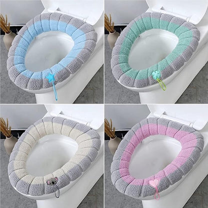 4 Pieces - Toilet Seat Cover - Universal Toilet Seat Cover - Toilet Seat Cover - Seat Cover - Polyester - Beige, Pink, Green, Blue - 35*35cm - Image 3