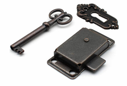 4 Pieces - Furniture Lock - Iron - 53*27 mm - Red Bronze - With Key and Screws - Furniture Locks - Safety Cabinet Lock - Drawer Lock - Lock with Key - For Furniture, Cabinet and Drawer - Image 2