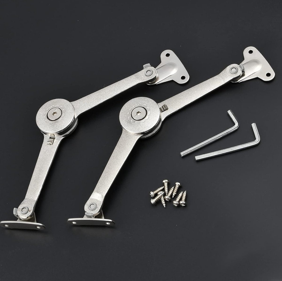 2 pieces - Flap hinge - Kitchen cabinet hinge - Furniture hinge - Overlay hinge - with brake - With screws and Allen key - zinc alloy - nickel plated - max. weight support 10kg - Image 3
