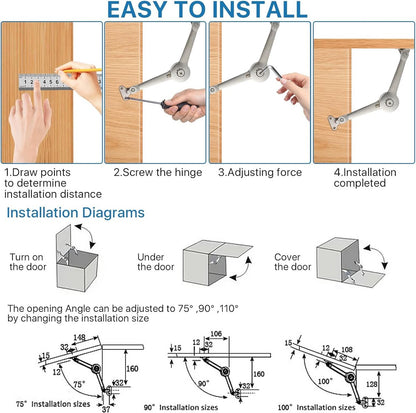 2 pieces - Flap hinge - Kitchen cabinet hinge - Furniture hinge - Overlay hinge - with brake - With screws and Allen key - zinc alloy - nickel plated - max. weight support 10kg - Image 4