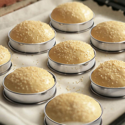 Muffin Rings - 6 Pieces - Cake Rings - Stainless Steel - Round - Non-Stick - Double Curled Edge - Scone Rings - Mousse Ring Cake Mold - Cake Rings - Baking Molds - Suitable for Cakes, Pastries, Cookies and Sandwiches - 8.5*2.5cm - Silver - Image 5