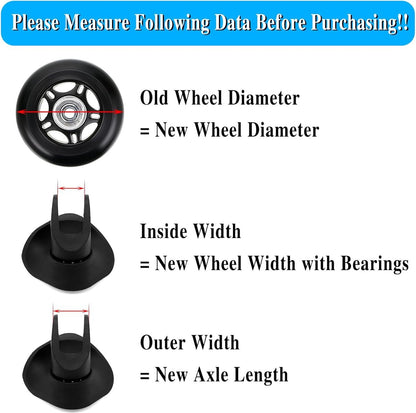 Set of 2 - Suitcase wheels - Replacement wheels for suitcases - Rubber casters - Bearings - Repair kits - 60mm x 18mm - Spare wheels - Suitcase - Casters - Luggage wheels - With screws - Wheels - Caster wheel - Suitcase wheels replacement set - Image 3