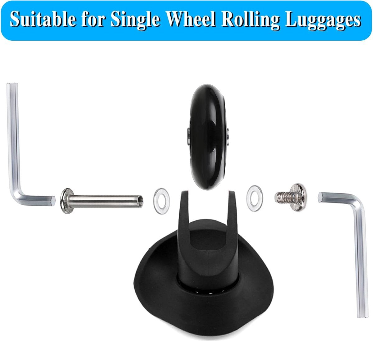 Set of 2 - Suitcase wheels - Replacement wheels for suitcases - Rubber casters - Bearings - Repair kits - 60mm x 18mm - Spare wheels - Suitcase - Casters - Luggage wheels - With screws - Wheels - Caster wheel - Suitcase wheels replacement set - Image 5