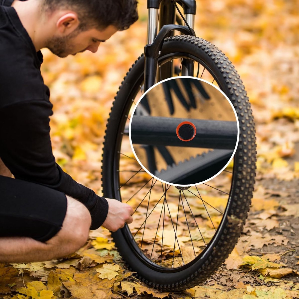 96 pieces - Tire patches - Outdoor bicycle tire tool - Round, rectangular - Ø 28.8 mm, 34 * 24.5 mm - Black - non-adhesive - rubber - Image 2