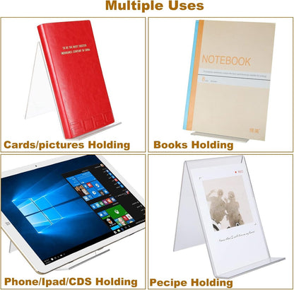 Bookends - 8 Pieces - Plate Holder - Sliding Stand - Phone Holder - Business Card Holder - Book Stand - Durable - Adjustable - Transparent - For Books, Cookbooks, Magazines, Postcards, Artwork - Acrylic - 10*11.5*13cm - Image 4