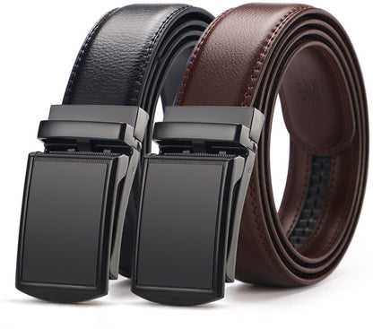 2 pieces - Men's Belt - Leather Belt - Adjustable - Gift Men - Shortenable - Gift Man - Cow Leather - Black & Brown - Without Holes - 120cm