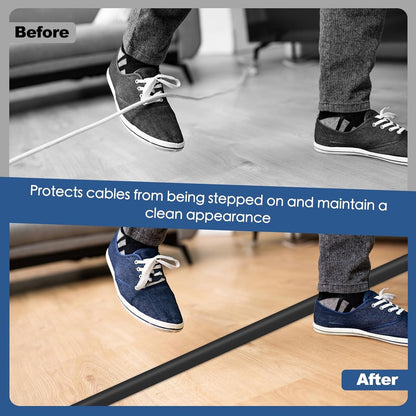 Cable bridge bottom - Self-adhesive cable duct - PVC - Cable duct floor - Concealing cables - Cable protection - Power cables suitable for homes, offices, hotels and warehouses - 100 x 2 x 1 cm - Black - Image 3