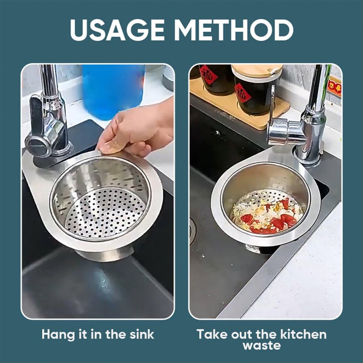 Colander - Sink Colander - 21*5.8 cm - Kitchen Utensils - Kitchen Colander - Silver - Stainless Steel - Sink Basket - Suitable for Kitchen Use - Image 8