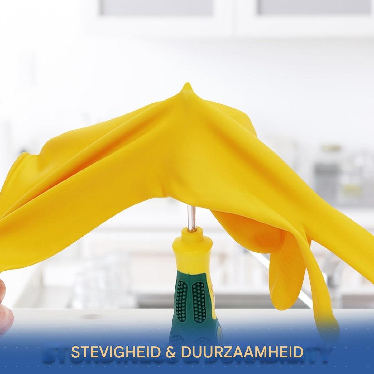 Cleaning gloves - size M - Household gloves - Extra Grip - Rubber - Suitable for damp environments such as kitchen, etc. - 3 Pairs - Yellow - Image 2