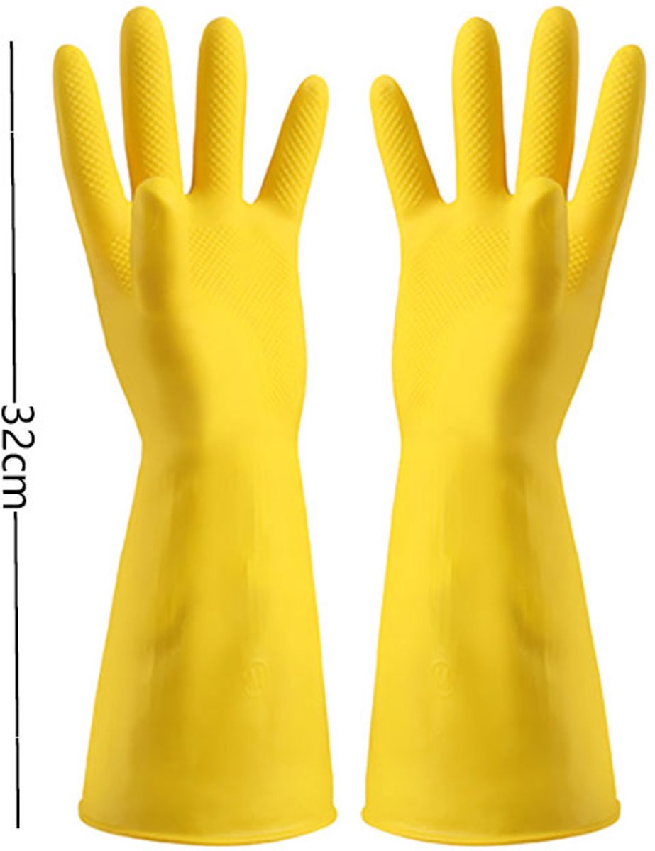 Cleaning gloves - 3 pairs - rubber gloves - dishwashing gloves - rubber gloves - dishwashing gloves - waterproof rubber gloves - household gloves - reusable - rubber - dishwashing gloves - size L - yellow - Image 5