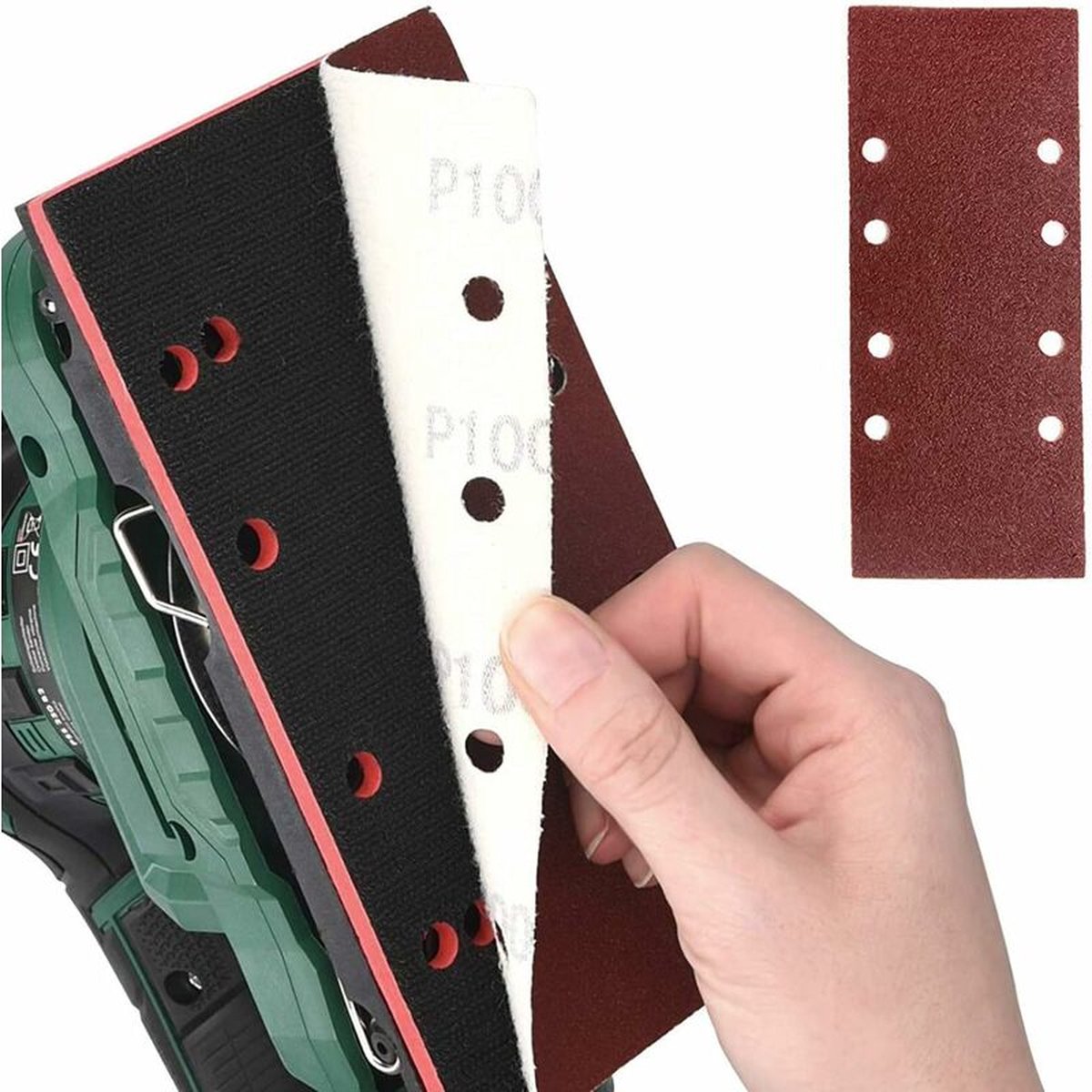 40 pieces - rectangular sandpaper - 60/80/120/240 - grit sandpaper for orbital sander - For wood and metal - 93 x 185 mm - self-adhesive - hook and loop - Image 2