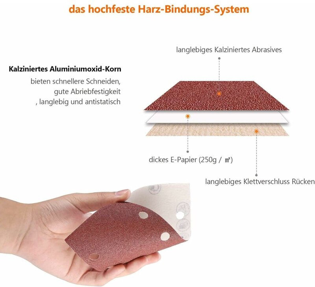 40 pieces - rectangular sandpaper - 60/80/120/240 - grit sandpaper for orbital sander - For wood and metal - 93 x 185 mm - self-adhesive - hook and loop - Image 3