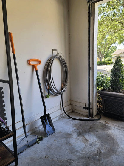 Garden Hose Holder - Stainless Steel - Silver - 17.5 x 15 x 16 cm - Wall-Mounted Hose Bracket - Garden Hose Reel - Hose Holder - Garden Hose Hanging System - Garden Tool Storage - For Hanging Garden Hoses, Ropes and Extension Cords - Image 3