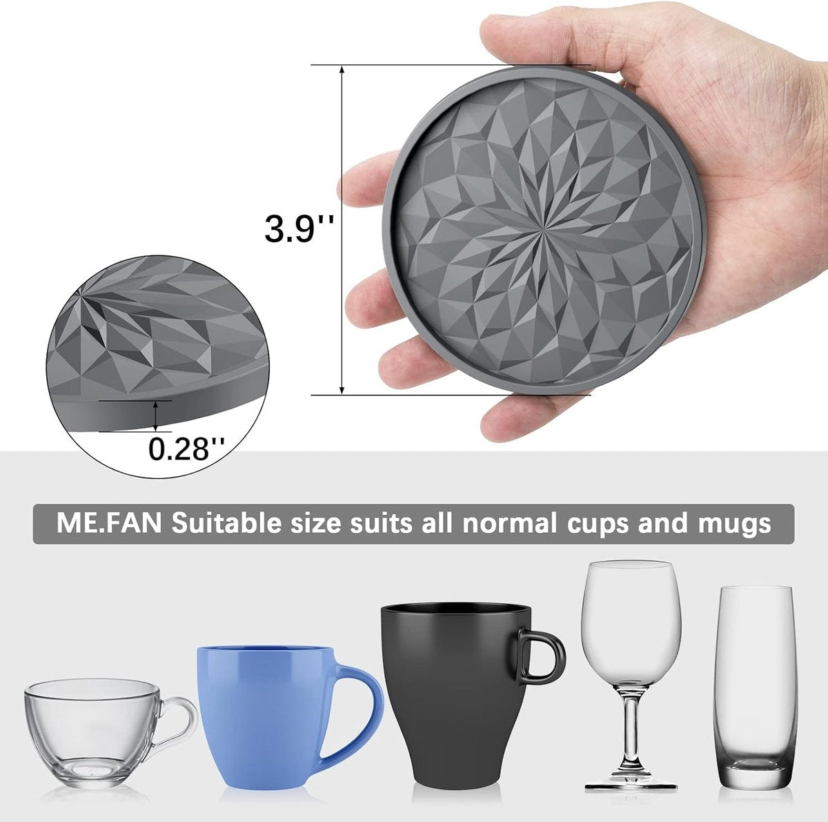 Coasters with Holder - 6 pieces - Coasters for Glasses - Coasters - Silicone - Non-slip - Red - Round - Raised edges to prevent spills - Coasters for hot or cold drinks to protect table tops - Image 5