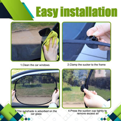 Car Side Window Sunshade - 2 Pieces - UV Protection - Car Sunshade for Baby & Child - Car Window Sun Protection - Car Sunshade - Car Accessories - Universal - 44 cm x 36 cm - Black - Polyester - Image 2
