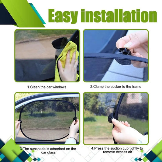 Car Side Window Sunshade - 2 Pieces - UV Protection - Car Sunshade for Baby & Child - Car Window Sun Protection - Car Sunshade - Car Accessories - Universal - 44 cm x 36 cm - Black - Polyester - Image 2