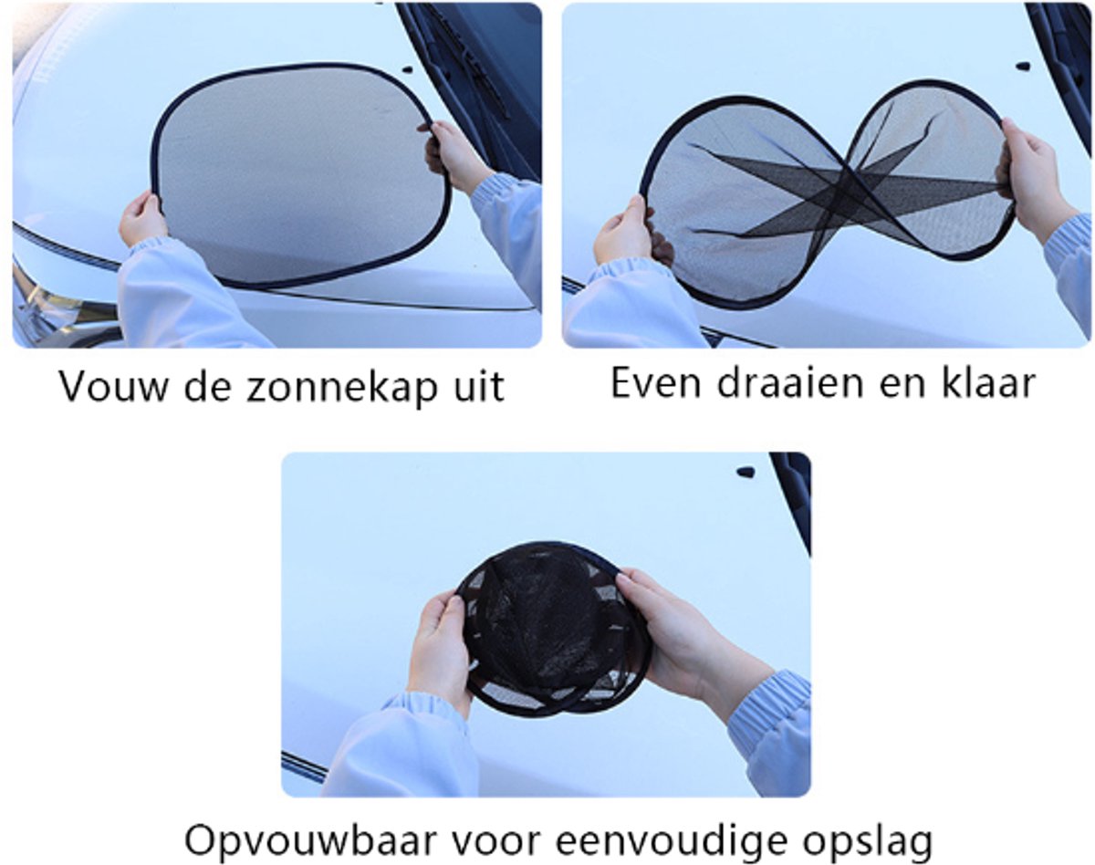 Car Side Window Sunshade - 2 Pieces - UV Protection - Car Sunshade for Baby & Child - Car Window Sun Protection - Car Sunshade - Car Accessories - Universal - 44 cm x 36 cm - Black - Polyester - Image 3