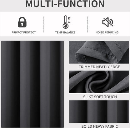 Curtain - Luxury, Blackout - 150*200 cm - Gray - 1 Piece - ready-made - with holes - Image 2