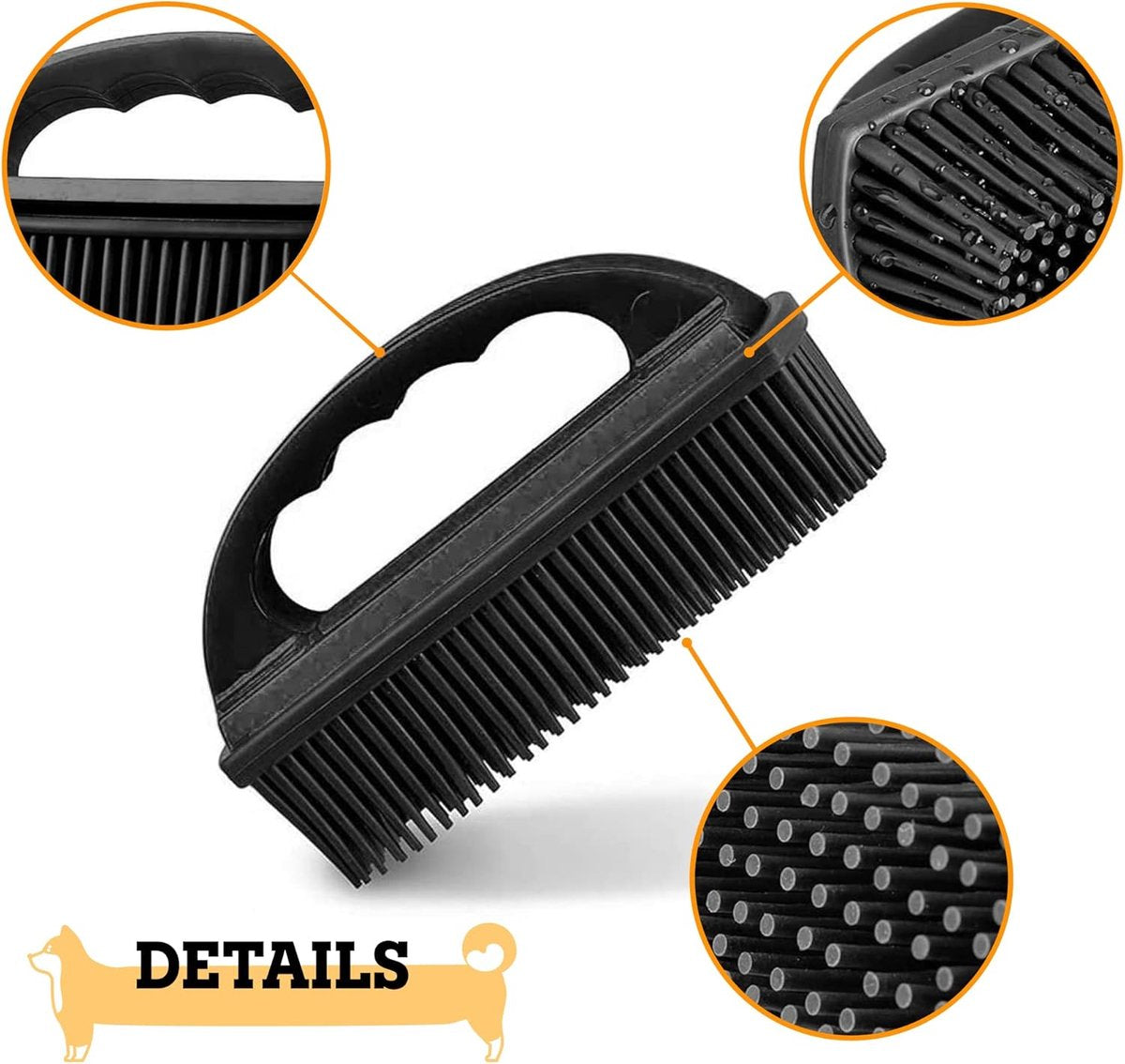 Pet Hair Remover for Fabric - Remove Dog and Cat Hair from Clothing, Furniture, Cushions and Car Interior - Rubber Hair Remover - Soft Deshedding Brush - Black - For Pets and Furniture - Image 2
