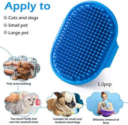 Pet Hair Remover - 2 Pieces - Cat Comb - Pet Hair Remover - Pet Grooming Gloves - Pet Silent Hair Removal Gloves - Dog Brush - Cat Brush - Reusable - For Small, Medium and Large Pets - Blue+Pink - Image 2