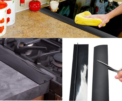 Stove Sealing Strip - 2 Pieces - 63cm - Black - Kitchen Sealing Strip - Gap Fillers in Stoves and Countertops - Sanitary Tape - For Gas Stoves, Hobs and Countertops - Easy to Clean - Heat Resistant - Silicone - Image 2