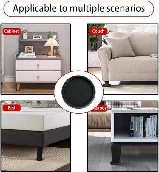4 Pieces - Non-Slip Furniture Pads - Rubber - Black - Round - For Floor and Furniture Protection - For Bed Sofa Stoppers - 75*75*9mm - Image 3