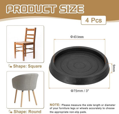 4 Pieces - Non-Slip Furniture Pads - Rubber - Black - Round - For Floor and Furniture Protection - For Bed Sofa Stoppers - 75*75*9mm - Image 5