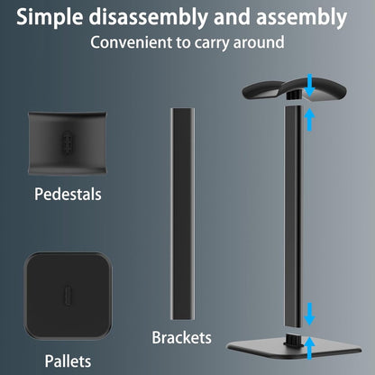 Headphone Holder - Headset Stand - Aluminum - Headphone Hook - Headset Holder - Universal - For Your Desk - 100x100x245mm - Black
