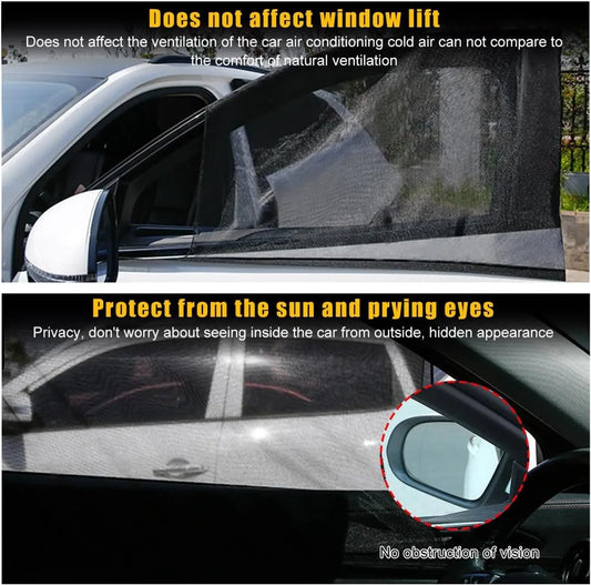 Car Sunshade - 4 Pieces - Suitable for Front and Rear Windows - Polyester - UV Protection - Car Sunshade for Baby & Child - Car Window Sun Protection - Car Sunshade - Car Accessories - Universal - Black - Image 3