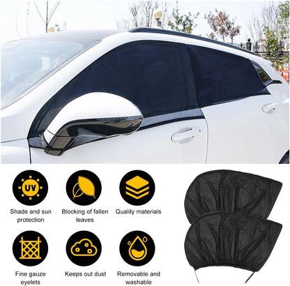 Car Sunshade - 4 Pieces - Suitable for Front and Rear Windows - Polyester - UV Protection - Car Sunshade for Baby & Child - Car Window Sun Protection - Car Sunshade - Car Accessories - Universal - Black - Image 4