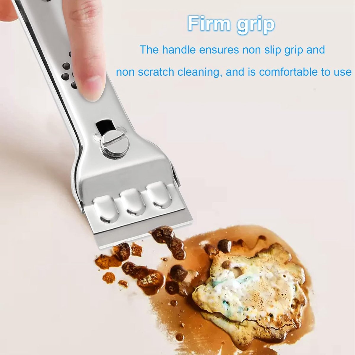 Ceramic Plate Scraper - Hob Scraper Scraper With 20 Extra Blades - Paint Scraper - suitable for glass or tiles and against glue or paint residue - glass scraper - stainless steel - cleaning induction hobs - halogen hob - paint cleaner - Image 3