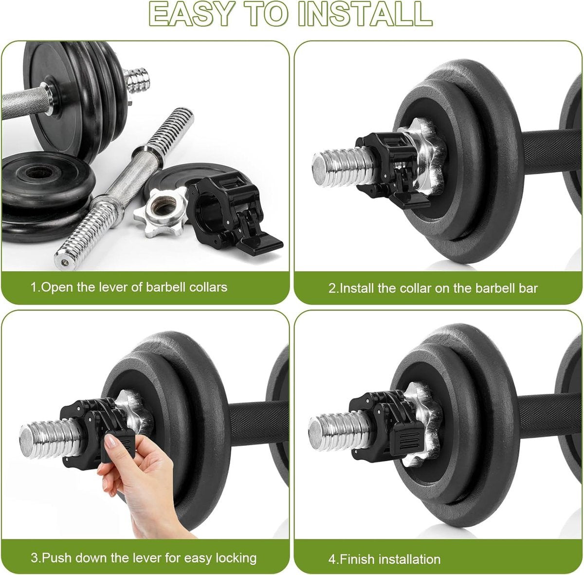 Barbell Clips - 2 Pieces - Barbell Lock - Ø28 mm - Dumbbell Clips - Barbell Clamp - Barbell Lock - Barbell Lock Jaw - For Bars, Dumbbells, Barbells Gym Equipment - Black - Image 2