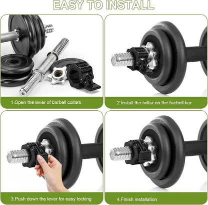 Barbell Clips - 2 Pieces - Barbell Lock - Ø28 mm - Dumbbell Clips - Barbell Clamp - Barbell Lock - Barbell Lock Jaw - For Bars, Dumbbells, Barbells Gym Equipment - Black - Image 2