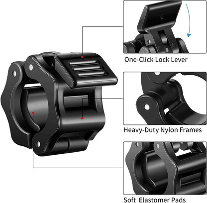 Barbell Clips - 2 Pieces - Barbell Lock - Ø28 mm - Dumbbell Clips - Barbell Clamp - Barbell Lock - Barbell Lock Jaw - For Bars, Dumbbells, Barbells Gym Equipment - Black - Image 3