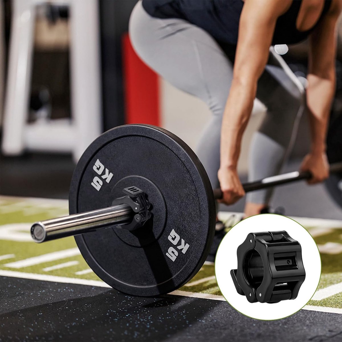 Barbell Clips - 2 Pieces - Barbell Lock - Ø28 mm - Dumbbell Clips - Barbell Clamp - Barbell Lock - Barbell Lock Jaw - For Bars, Dumbbells, Barbells Gym Equipment - Black - Image 4