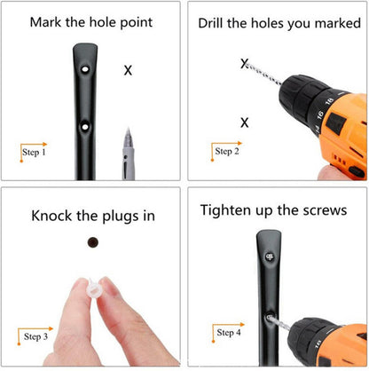 Storage hooks - wall hooks - tool hooks - garage organizer - 6 pieces - 9*11.5 cm - iron - black - with rubber end cap - Including screws - for cellar, bicycle, wall-mounted ladder - Image 3
