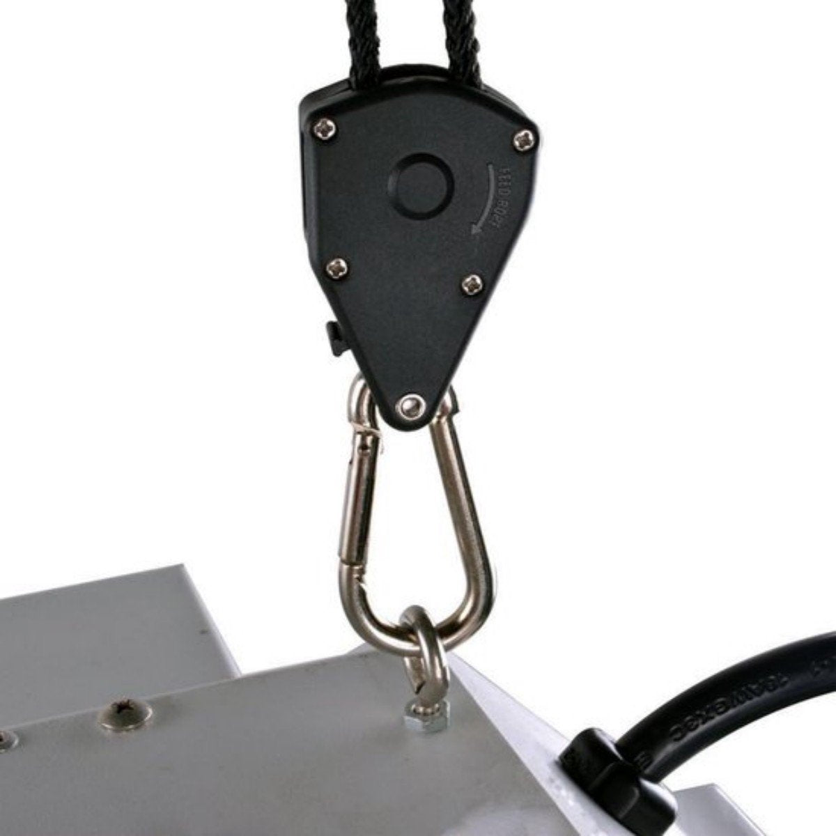 4 pieces/2 pairs - Rope ratchet - ratchet - internal gear ratchet - tow hook with carabiner - Rope ratchet hanger set - lifting device - 2m long - 150 lbs - black - for indoor plants, lighting and ventilation - Image 6