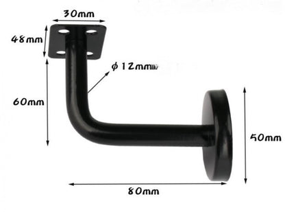 5 pieces - Handrail holder - handrail brackets - wall bracket - handrail support rod - Staircase Handrail Support - 6*8 cm - black - stainless steel - for stairwells, indoors and outdoors - for square/horseshoe-shaped handrails - Image 5