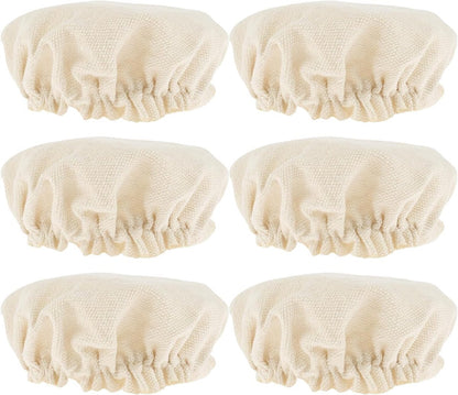 Fermentation Cloth - Pack of 6 - Fabric Covers for Sourdough - Canvas - Fabric Lids - Dust Cover - Sourdough Fermentation Jars - Reusable - Cover for Proving Basket - Basket Covers - Washable - For Bread Baking - 10cm - Beige
