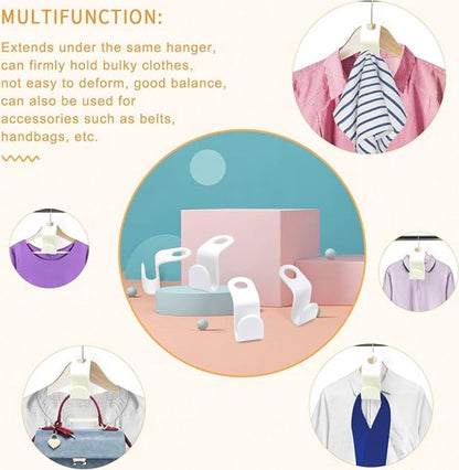 50 Pieces - Coat Hook - Hanger Connector Hooks - Coat Hook - Hanging Hooks - White - Hanger Extension Clips - Plastic - for Outfit Cascading Hanger Hooks - Space-Saving Organizer - Image 6