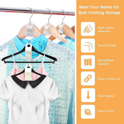 50 Pieces - Coat Hook - Hanger Connector Hooks - Coat Hook - Hanging Hooks - White - Hanger Extension Clips - Plastic - for Outfit Cascading Hanger Hooks - Space-Saving Organizer - Image 8