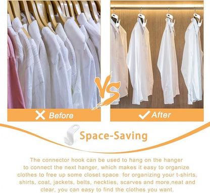 50 Pieces - Coat Hook - Hanger Connector Hooks - Coat Hook - Hanging Hooks - White - Hanger Extension Clips - Plastic - for Outfit Cascading Hanger Hooks - Space-Saving Organizer - Image 9