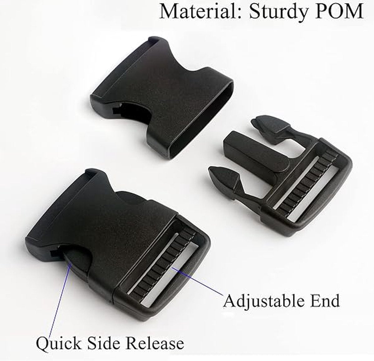 Buckles and closures - 20mm snap buckle - Black plastic - 4 pieces - Image 4
