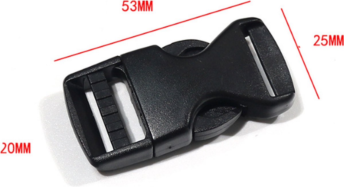 Buckles and closures - 20mm snap buckle - Black plastic - 4 pieces - Image 5