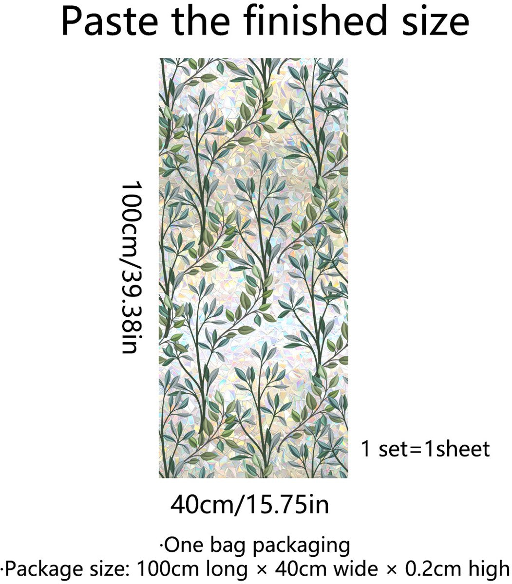 Window film - 40 x 100cm - Sun protection & insulating - Static - Static self-adhesive adhesive film - Decorative film - Stained glass - Green vines - PVC - Image 2
