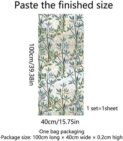 Window film - 40 x 100cm - Sun protection & insulating - Static - Static self-adhesive adhesive film - Decorative film - Stained glass - Green vines - PVC - Image 2